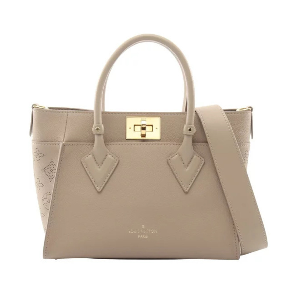 Louis Vuitton On My Side Handbag Leather Beige Tan